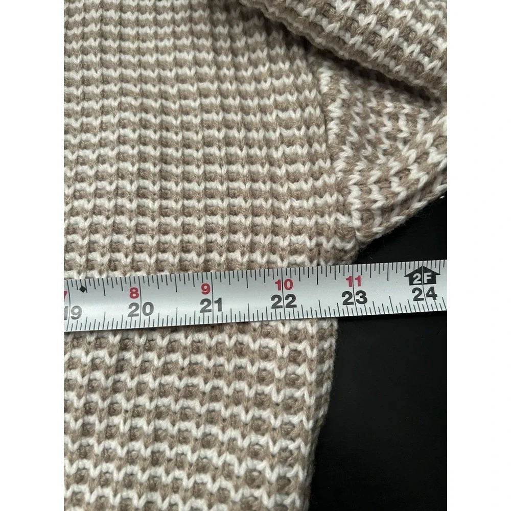 New Cardigan Sweater L Classy Taupe White Gold Time Buttons Large